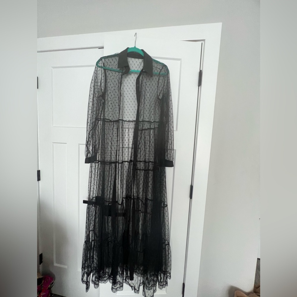 SHEIN Mesh Longline Blouse
